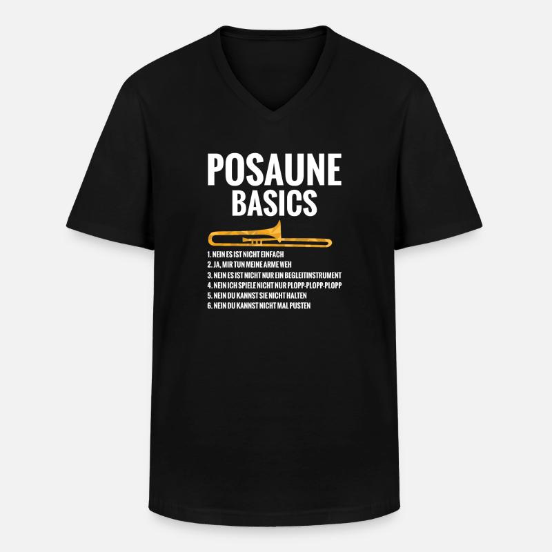 Posaune Basics Regeln Blaskapelle Blasmusik - Männer-T-Shirt mit V-Ausschnitt - Schwarz