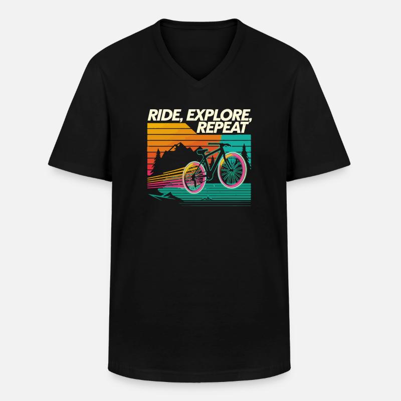 Ride Explore Repeat Adventure - Men's V-Neck T-Shirt - black