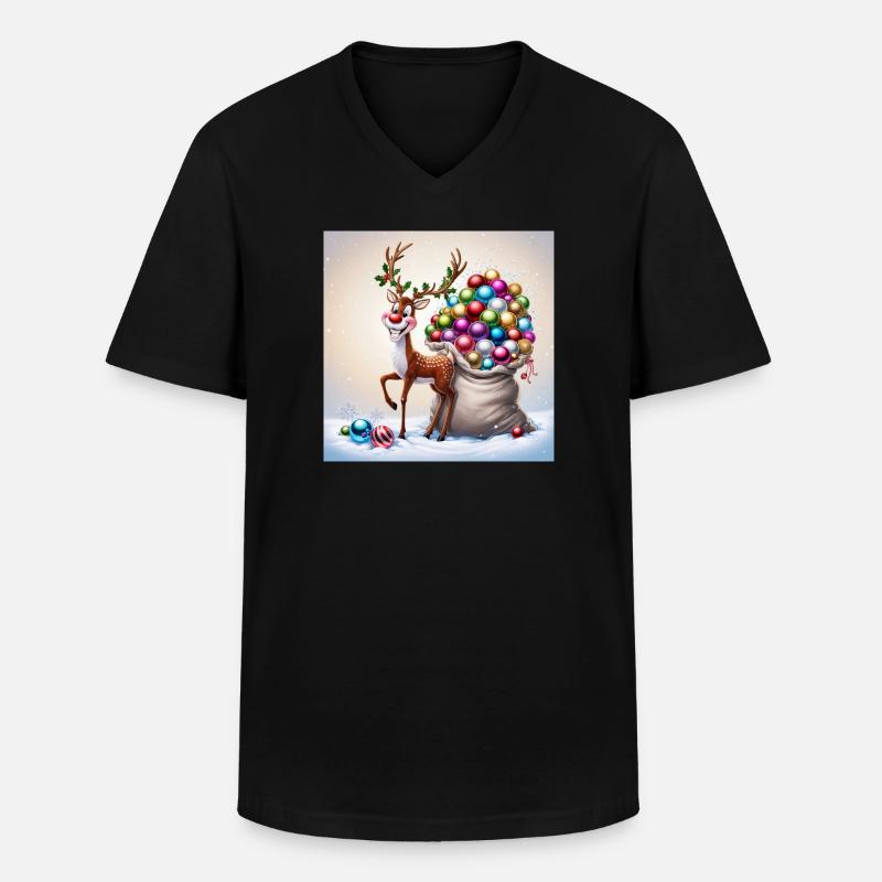 Süßes Rentier - Männer-T-Shirt mit V-Ausschnitt - Schwarz