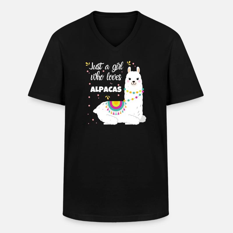 Alpaka Liebe - Männer-T-Shirt mit V-Ausschnitt - Schwarz