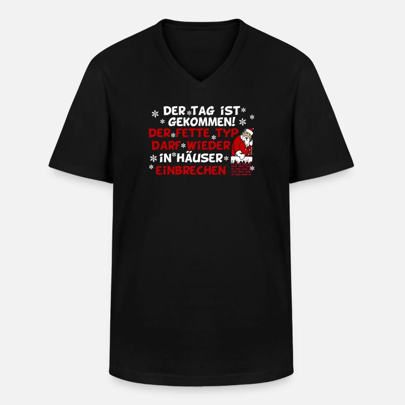 Weihnachten Dicker Weihnachtsmann - Männer-T-Shirt mit V-Ausschnitt - Schwarz