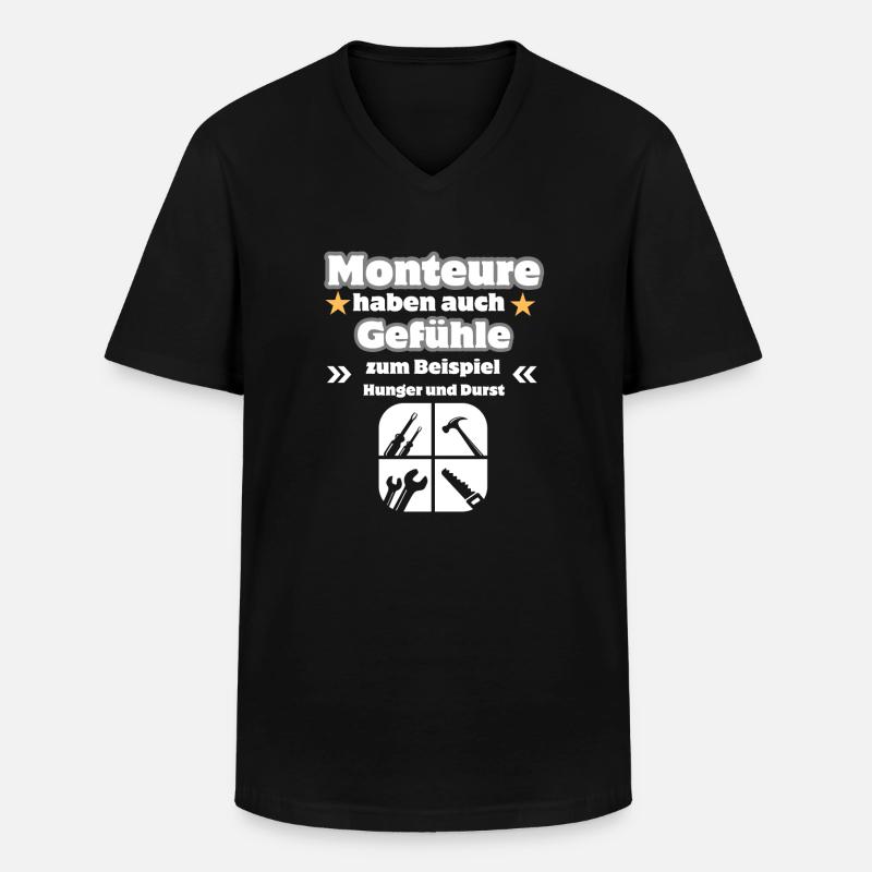 Monteure Gefühle - Männer-T-Shirt mit V-Ausschnitt - Schwarz