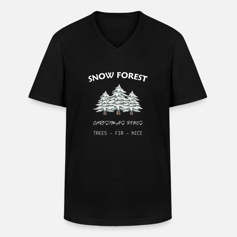 SCHNEEWALD - WEIHNACHTSKIEFER - Männer-T-Shirt mit V-Ausschnitt - Schwarz