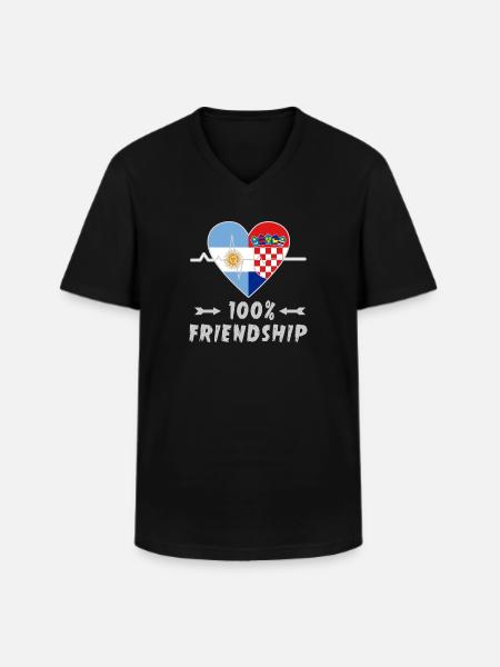 Argentina and Croatia 100% friendship - Men's V-Neck T-Shirt - black
