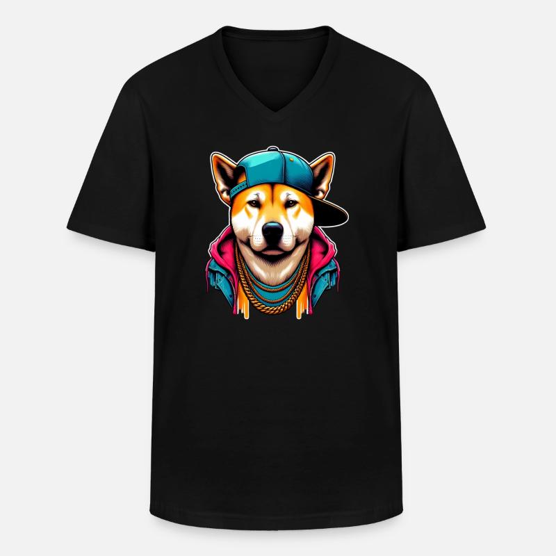 Hund - Männer-T-Shirt mit V-Ausschnitt - Schwarz