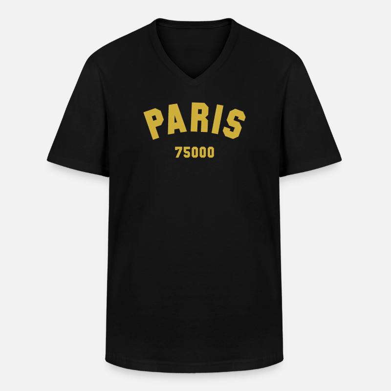 PARIS Postal code - Men's V-Neck T-Shirt - black