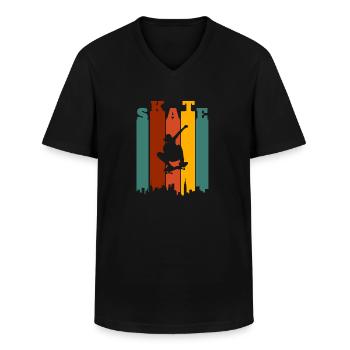 Skateboarder Retro - T-shirt col V Homme - noir - Devant - AI Model Male 178 dark (178cm)