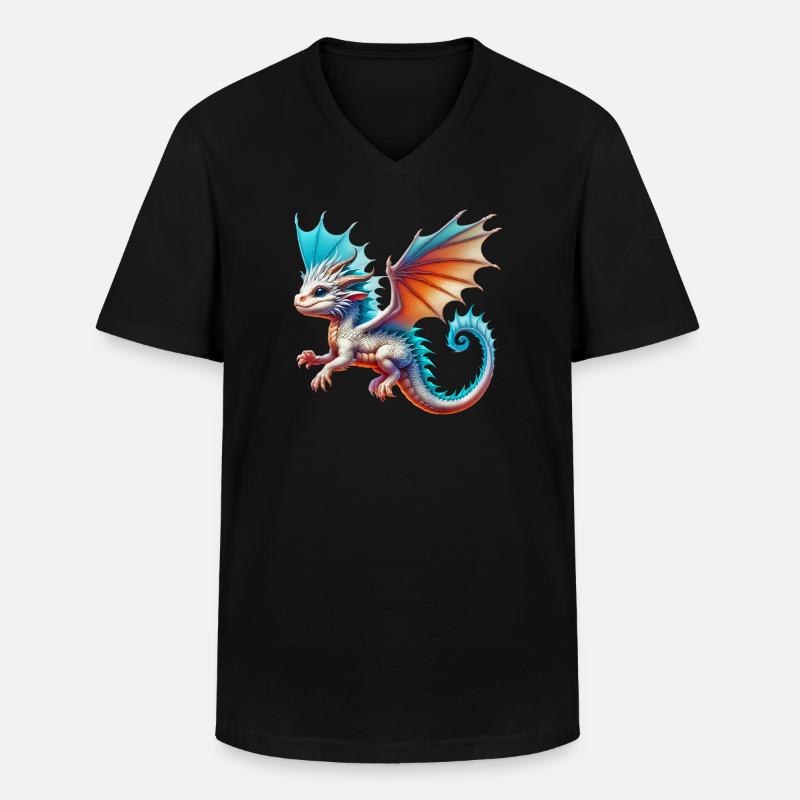 Drache - Männer-T-Shirt mit V-Ausschnitt - Schwarz