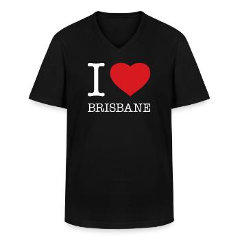 I LOVE BRISBANE - Men's V-Neck T-Shirt - black - Front - AI Model Male 178 dark (178cm)