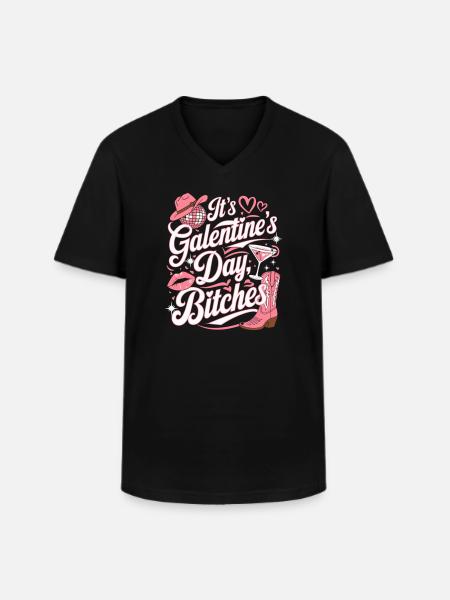 Galentine's Day Funny Party - Men's V-Neck T-Shirt - black