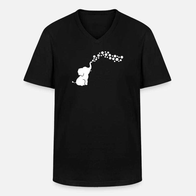 Playful Elephant Blowing Bubbles - Men's V-Neck T-Shirt - black