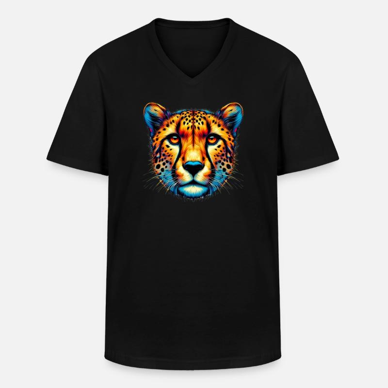 Gepard - Männer-T-Shirt mit V-Ausschnitt - Schwarz