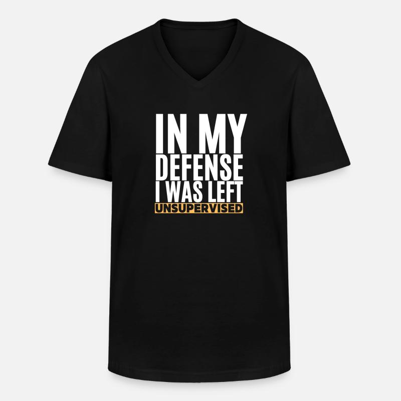 I Was Left Unsupervised - Männer-T-Shirt mit V-Ausschnitt - Schwarz