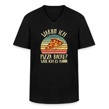 PIzza Bäcker Pizzaiolo - Männer-T-Shirt mit V-Ausschnitt - Schwarz - Vorne - AI Model Male 178 dark (178cm)