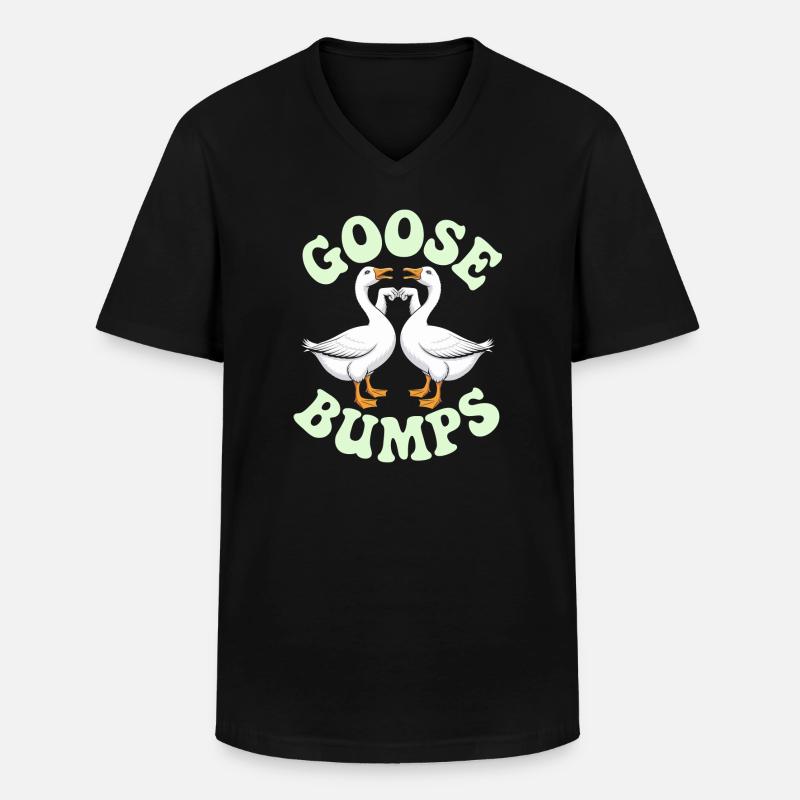 Gans Duo Herz Emblem - Männer-T-Shirt mit V-Ausschnitt - Schwarz