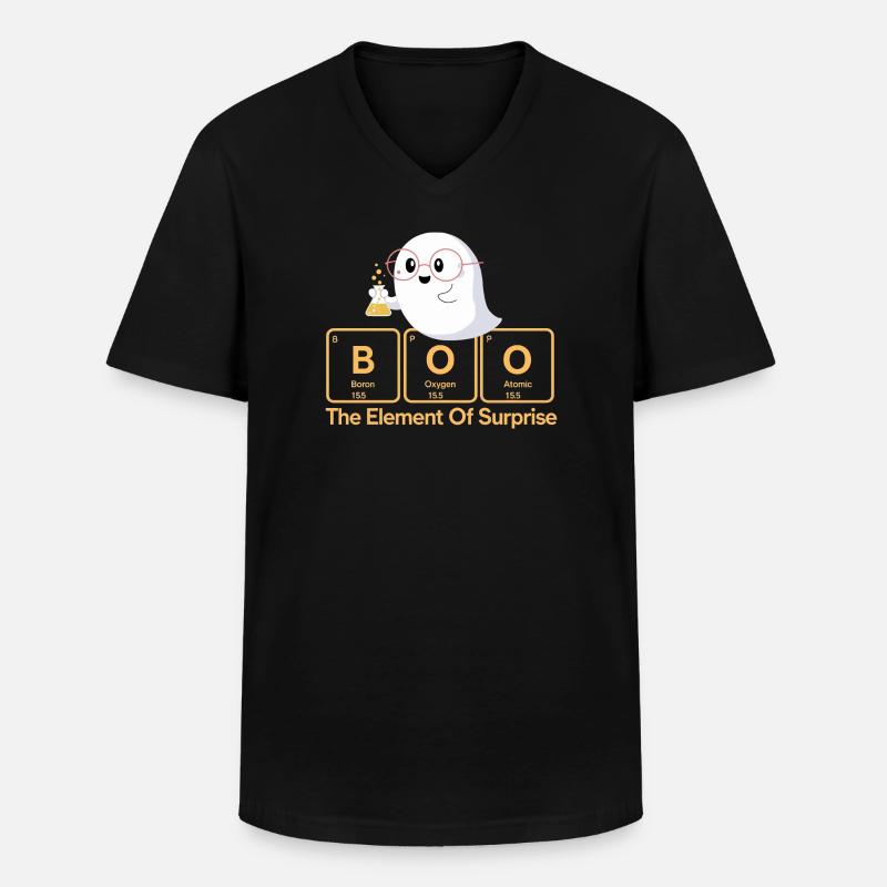 Elementar Boo Ghost T-Shirt - Männer-T-Shirt mit V-Ausschnitt - Schwarz
