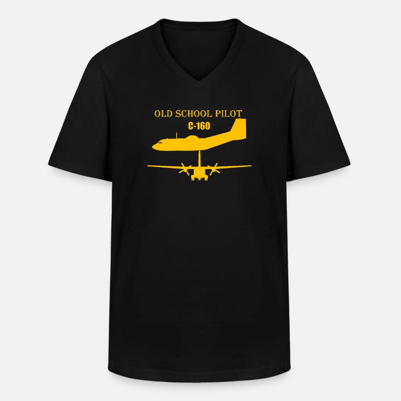 Old school pilot C-160 - Männer-T-Shirt mit V-Ausschnitt - Schwarz