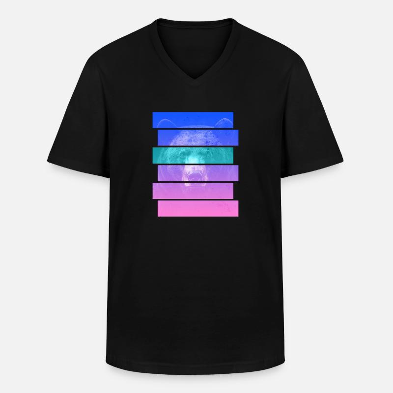 Bär - Männer-T-Shirt mit V-Ausschnitt - Schwarz