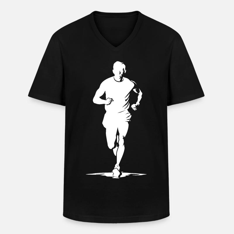 Jogger - Männer-T-Shirt mit V-Ausschnitt - Schwarz