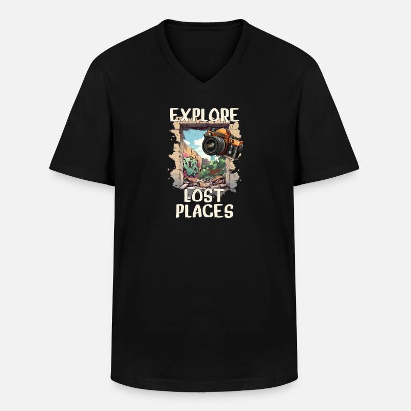 Explore Lost Places - Männer-T-Shirt mit V-Ausschnitt - Schwarz