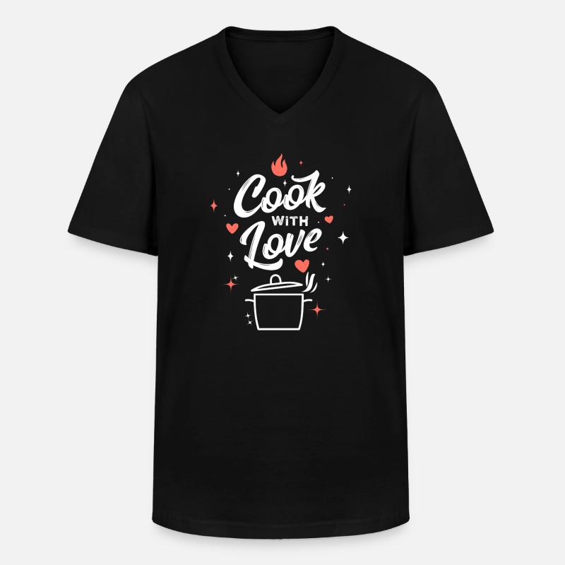 Kochen mit Liebe - Männer-T-Shirt mit V-Ausschnitt - Schwarz