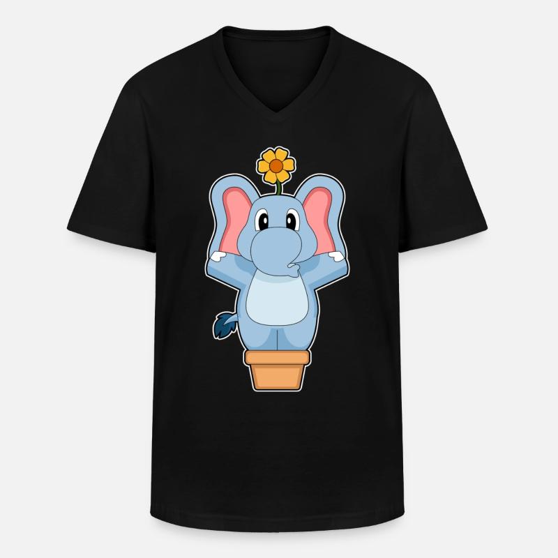 Elefant Blume - Männer-T-Shirt mit V-Ausschnitt - Schwarz