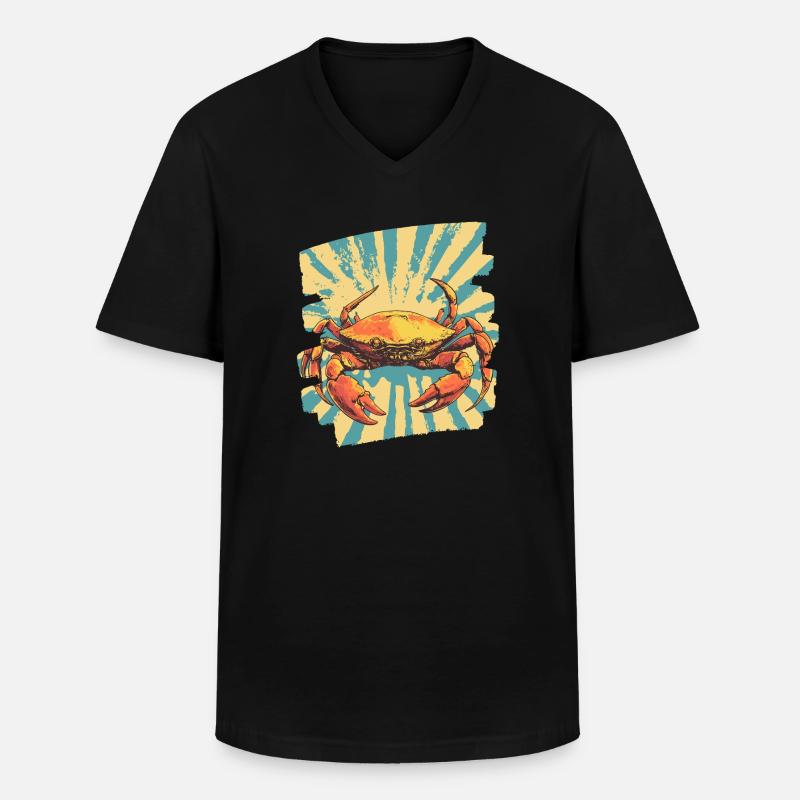 Krabbe Retro - Männer-T-Shirt mit V-Ausschnitt - Schwarz