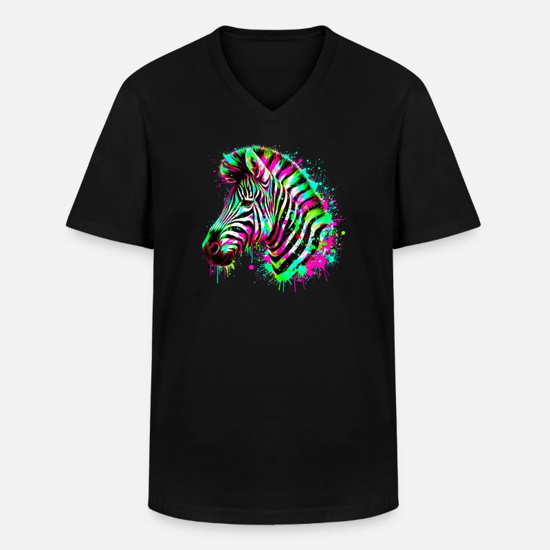 Zebra - Männer-T-Shirt mit V-Ausschnitt - Schwarz
