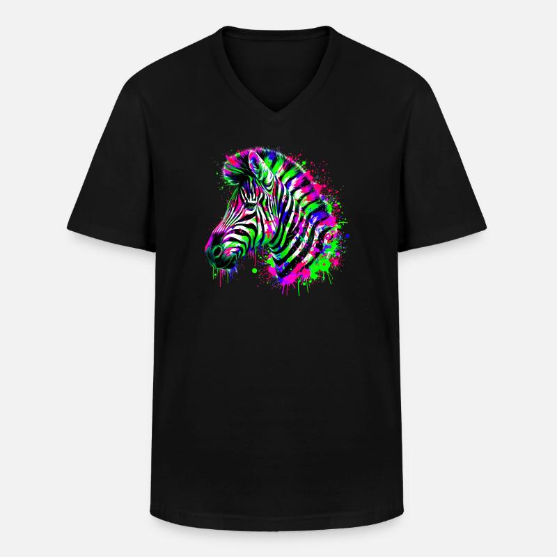 Zebra - Männer-T-Shirt mit V-Ausschnitt - Schwarz