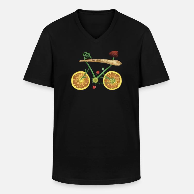 Fruchtiges Fahrraddesign mit Orangenscheiben - Männer-T-Shirt mit V-Ausschnitt - Schwarz