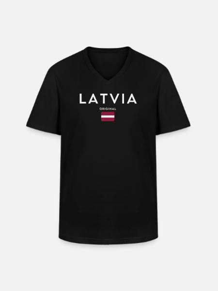 Latvian flag, Latvian pride - Men's V-Neck T-Shirt - black