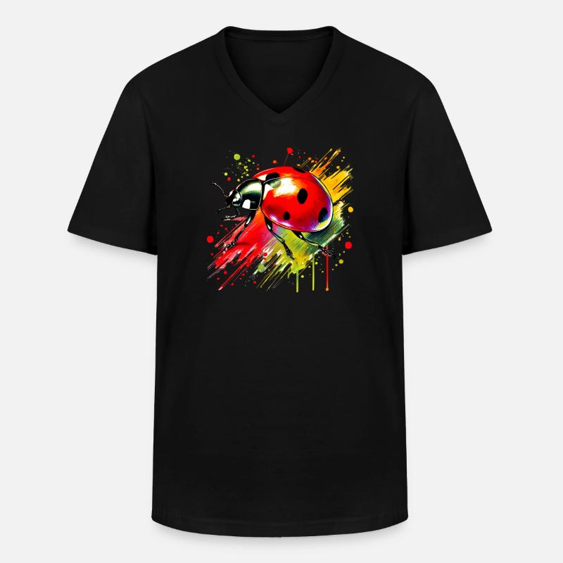 Marienkäfer - Männer-T-Shirt mit V-Ausschnitt - Schwarz