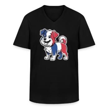 Chien aux couleurs du drapeau français 2026 - T-shirt col V Homme - noir - Devant - AI Model Male 178 dark (178cm)