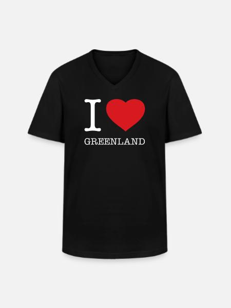 I LOVE GREENLAND Grönland - Men's V-Neck T-Shirt - black