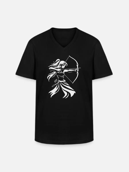 Archer Silhouette with Bow - Men's V-Neck T-Shirt - black