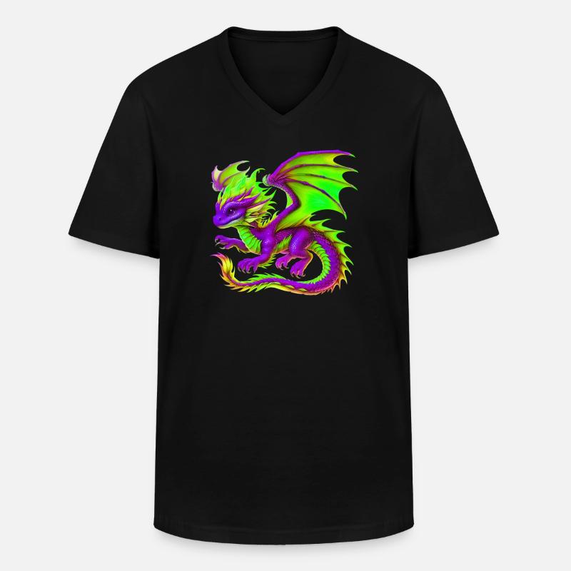 Drache - Männer-T-Shirt mit V-Ausschnitt - Schwarz