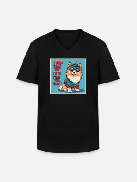 Dog in superhero costume - Men's V-Neck T-Shirt - black
