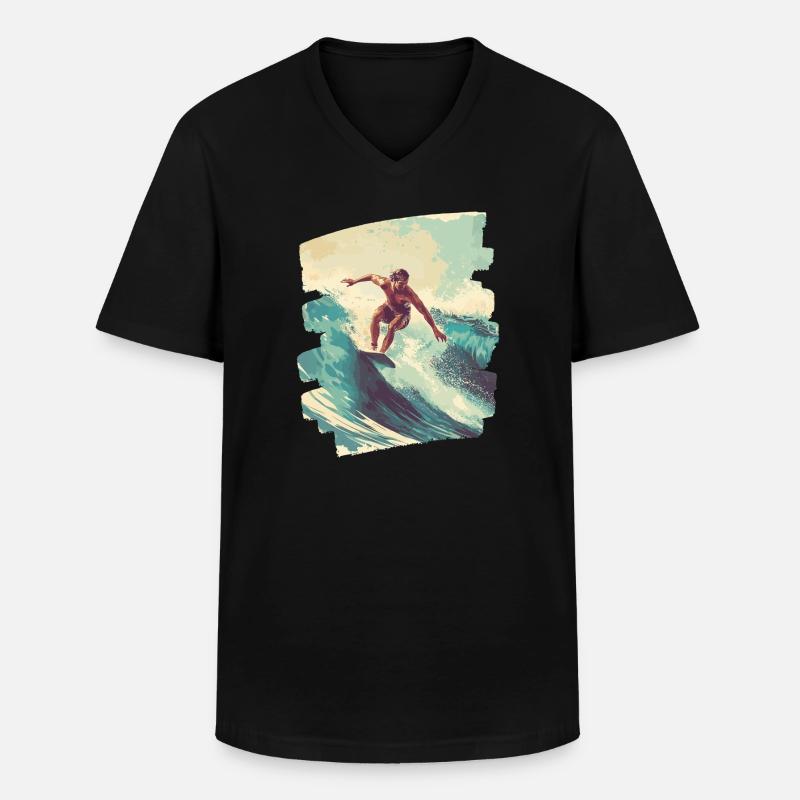 Surfer - Männer-T-Shirt mit V-Ausschnitt - Schwarz