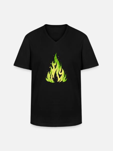 Verdant Flame Watercolor Fire - Men's V-Neck T-Shirt - black