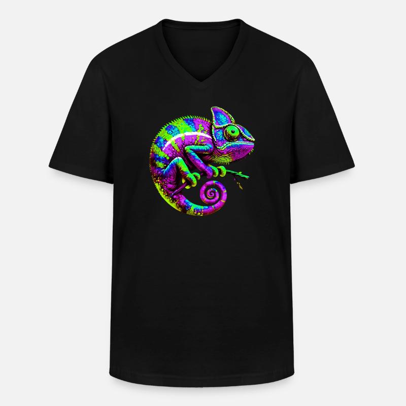 Chamäleon - Männer-T-Shirt mit V-Ausschnitt - Schwarz