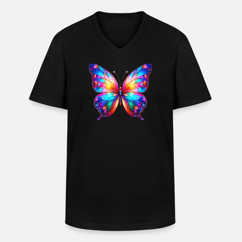 Schmetterling - Männer-T-Shirt mit V-Ausschnitt - Schwarz