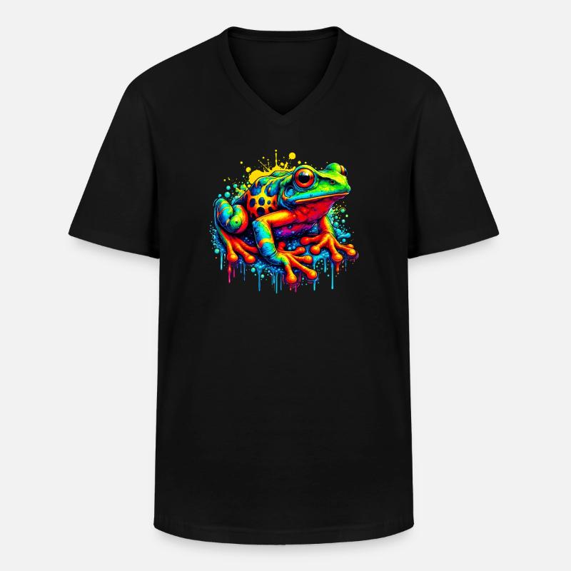 Frosch - Männer-T-Shirt mit V-Ausschnitt - Schwarz