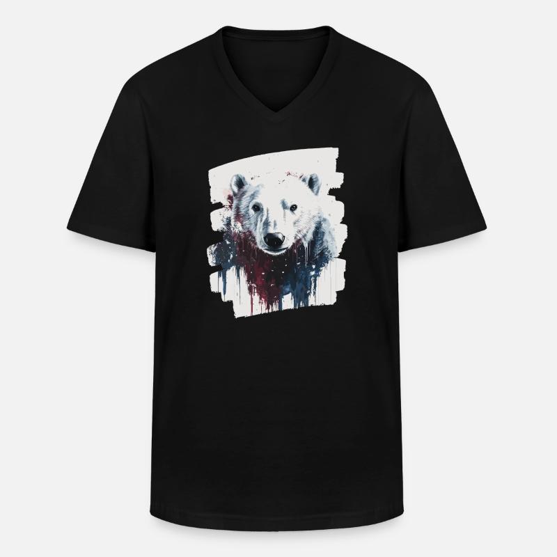 Eisbär Graffiti Sprayer - Männer-T-Shirt mit V-Ausschnitt - Schwarz