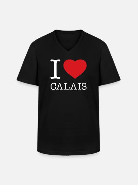 I LOVE CALAIS - Men's V-Neck T-Shirt - black