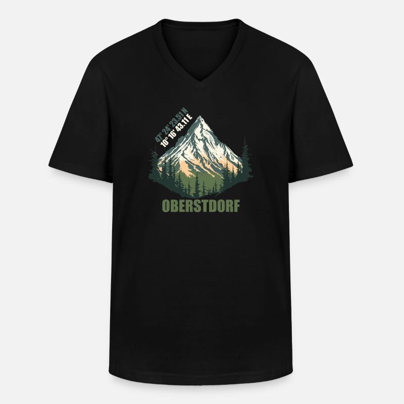 Oberstdorf - Männer-T-Shirt mit V-Ausschnitt - Schwarz