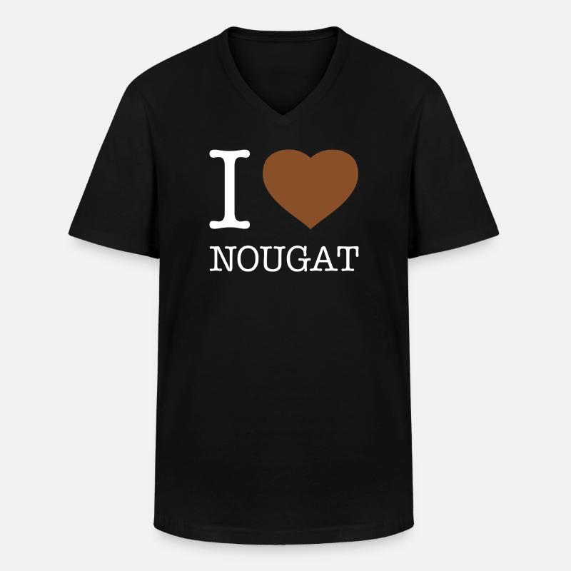 I LOVE NOUGAT - Männer-T-Shirt mit V-Ausschnitt - Schwarz