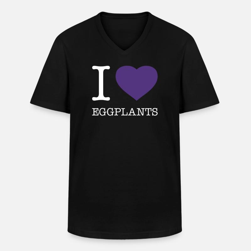 I LOVE EGGPLANTS - Männer-T-Shirt mit V-Ausschnitt - Schwarz