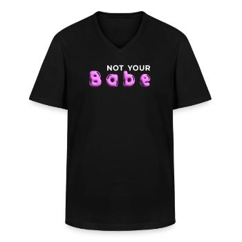 Not Your Babe. Minimal Gen Z Statement - Men's V-Neck T-Shirt - black - Front - AI Model Male 178 dark (178cm)