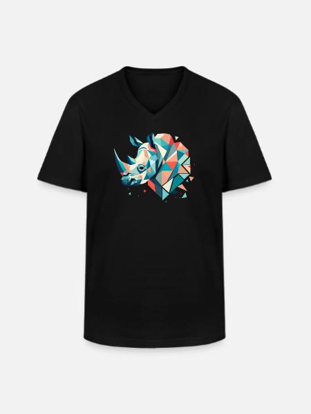 Abstract Rhinoceros – Geometric Strength - Men's V-Neck T-Shirt - black