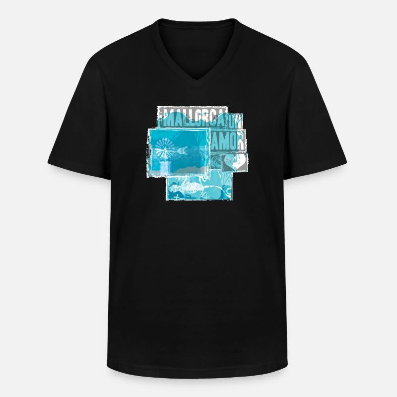 Mallorca Liebe - Männer-T-Shirt mit V-Ausschnitt - Schwarz
